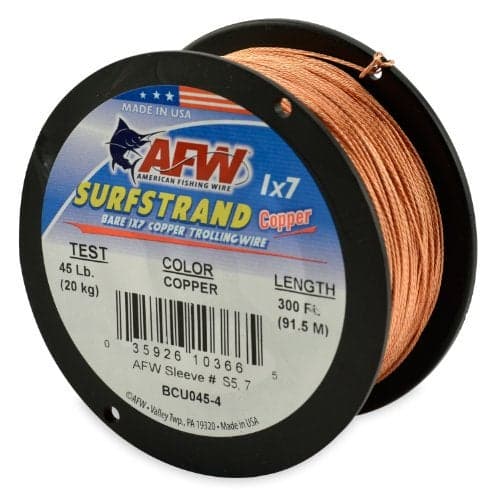 American Fishing Wire Surfstrand Copper 1x7 Bare Trolling Wire, Copper Color, 45 Pound Test, 300-Feet