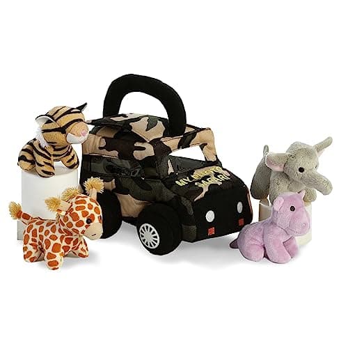 Aurora® Engaging Baby Talk™ My Photo Safari II™ Baby Stuffed Animal - Sensory Delight - Interactive Learning - Multicolor 6 Inches
