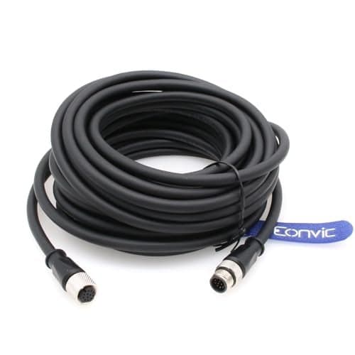 Eonvic M12 ACode 12 Pin Male to Female High Flexible Cable for Cognex Camera Actuators Sensors Industrial Ethernet Fieldbus 15M