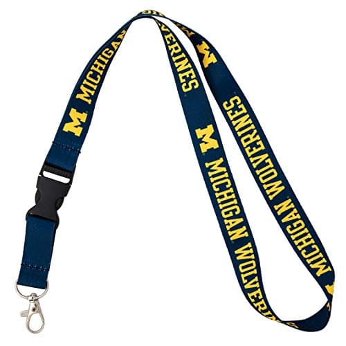 Desert Cactus University of Michigan Lanyard Wolverines UM U of M Go Blue Hail Car Keys ID Badge Holder Lanyard Keychain Detachable Breakaway Snap Buckle (Blue)
