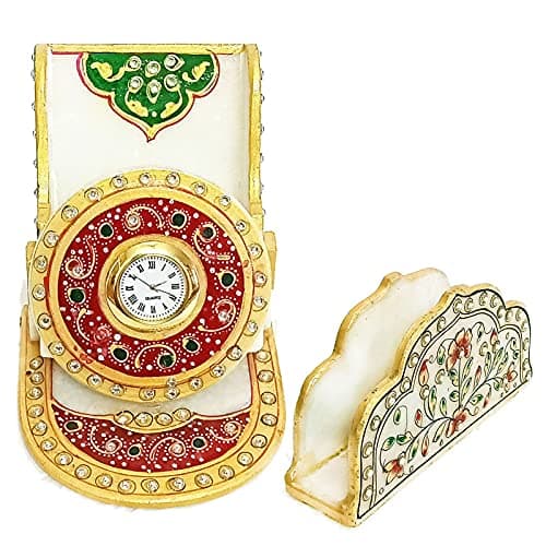 Handicraft Kingdom Mobile Holder for Bed and Table Smartphone Desktop Stand with Inbuilt Small Clock Card Organizer for Office Kitchen Approx Size 45 Inch Wt 900 Gm Pack of 2