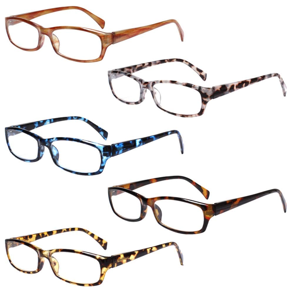 Henotin 5Pack Reading Glasses Blue Light Blocking Anti Eyestrain Computer Reading Glasses for Women and Men Readers 5 Pack Mix Color 100