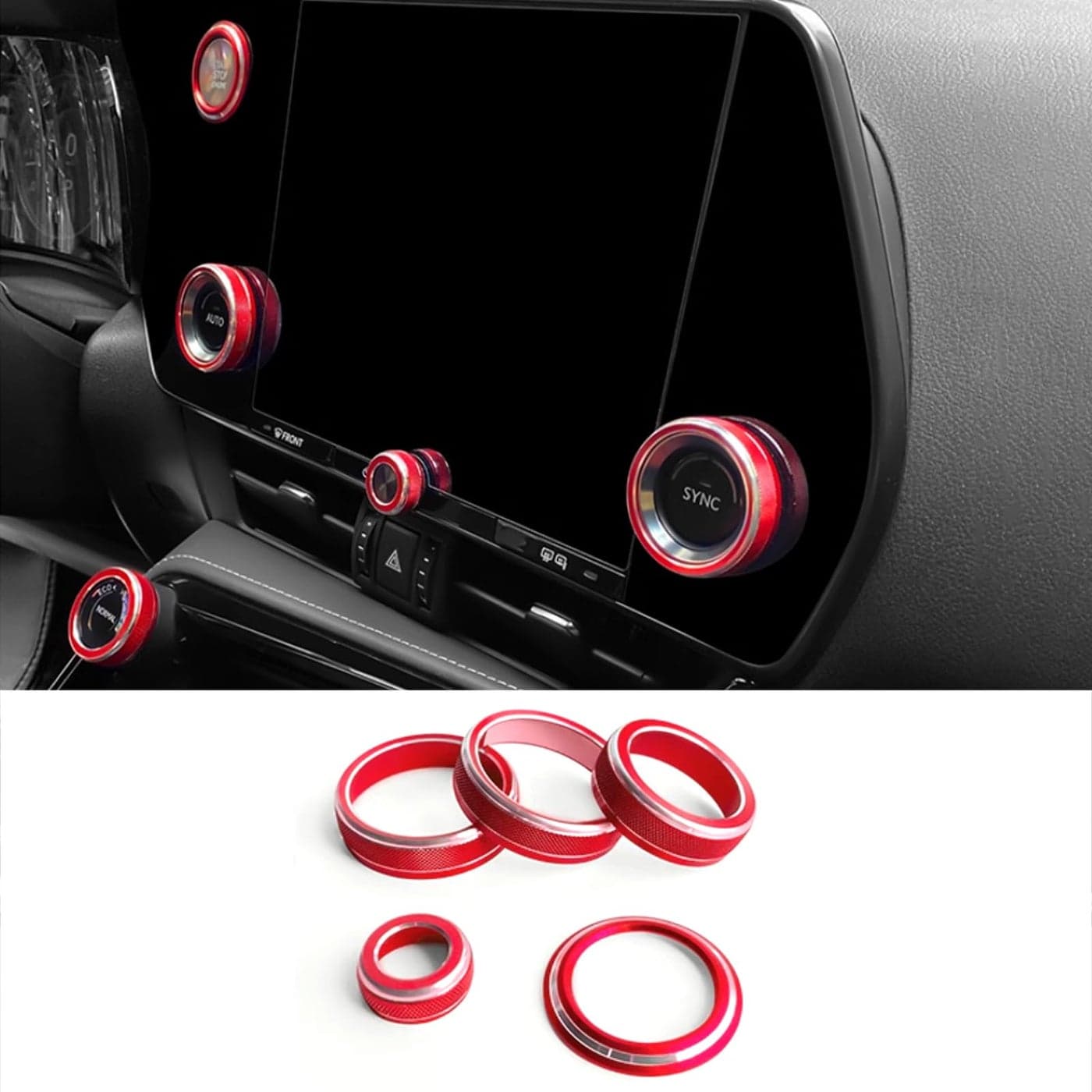 KELEIMAI Car Accessories Fit for Lexus NX 250 350 350h 450h2024 2023 2022 Interior Central Control Switch Knob Cover Trim Red 5PCS Stainless Steel