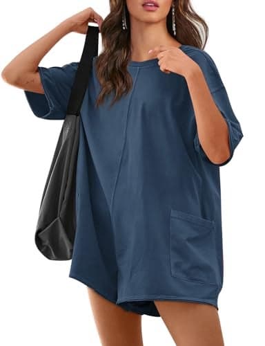 Yousify Womens Rompers for Summer Maternity Romper Women's Jumpsuits Overalls with Pockets Navy Blue S