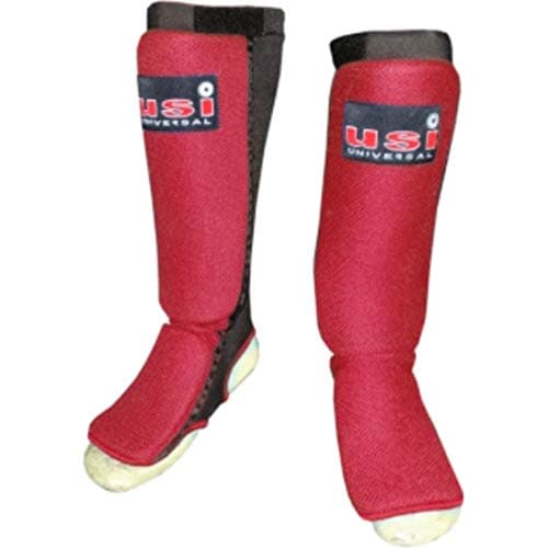 USI UNIVERSAL Shin Pad, 850MT Padded Shin Pads for Men & Women, Muay Thai MMA Kickboxing Shin Guards, Leg Protection Pads, MMA Martial Arts Sparring Training Gear, Karate Boxing Taekwondo (M, Red)