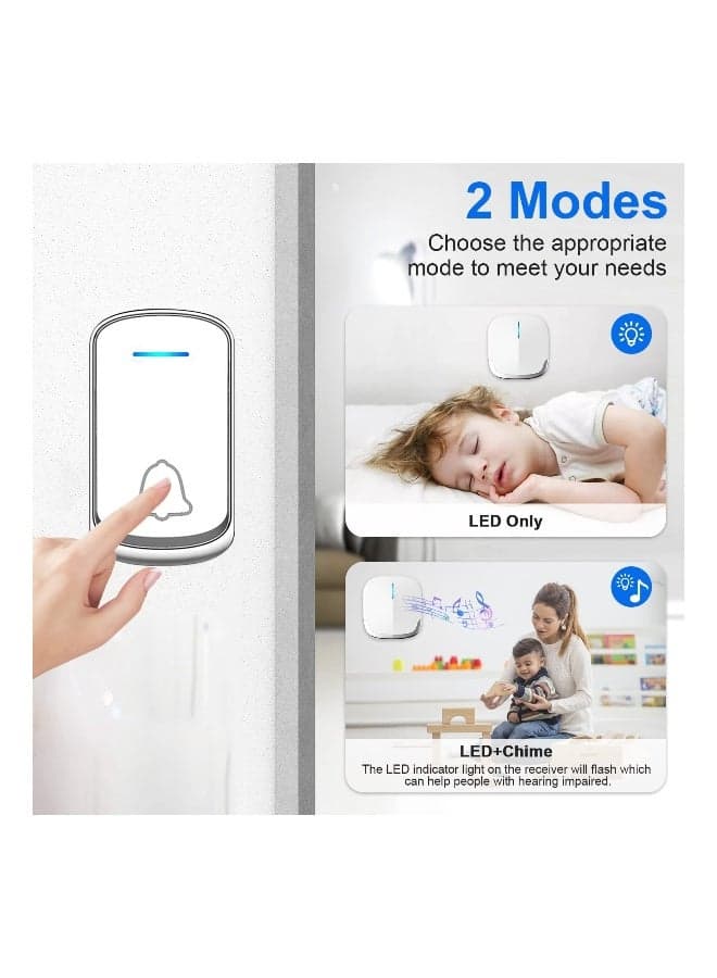 Expand Your Communication with Wireless Doorbell Kit Plug-in Waterproof with 58 Melodies 5 Volume Levels 850 Ft Range Ideal for Home Office and Classroom