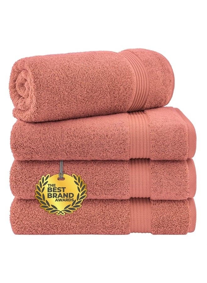 Bath Towels, 100% Turkish Cotton 27x54 inch 4 Piece Bath Towel Sets for Bathroom, Soft Absorbent Towels Clearance Bathroom Set, Coral Bath Towels