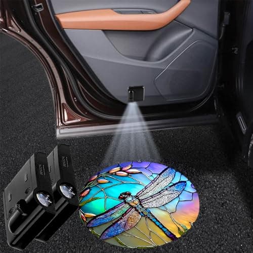 LMZLJZ 2PCS Car Door Lights,Dragonfly Door Lights Logo Projector LED Shadow Welcome Lamp,Car Accessories Dragonfly Gifts for Women Men,Suitable for All Vehicles Motorcycle Bike