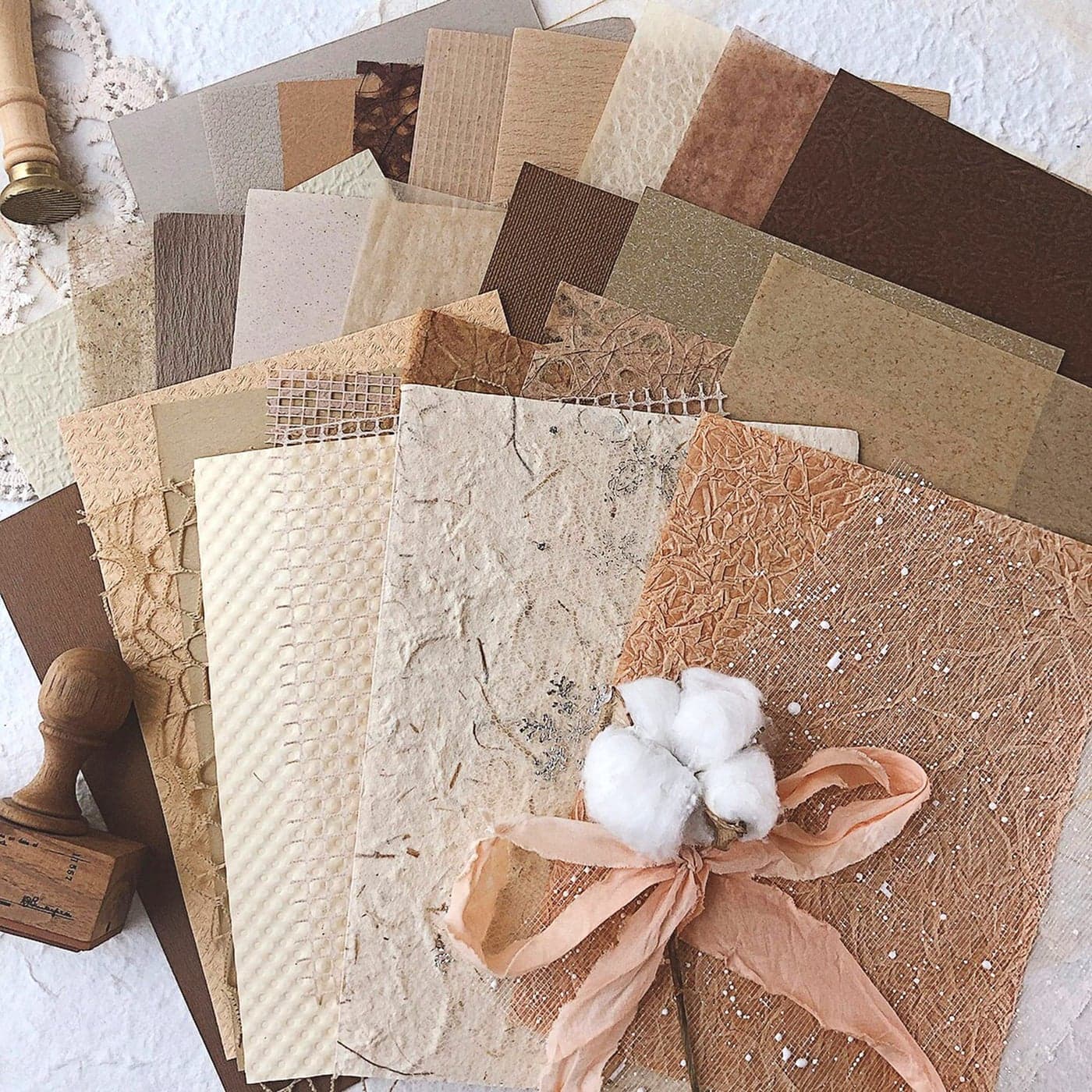 Aromoty 30 sheets A5 Unique Textured Scrapbook PaperMesh Fabric set Handmade Craft Mulberry Special Rice Paper Mix for Scrapbooking Junk Journaling Supplies Card DIY Materials Collage 58x82 Inch
