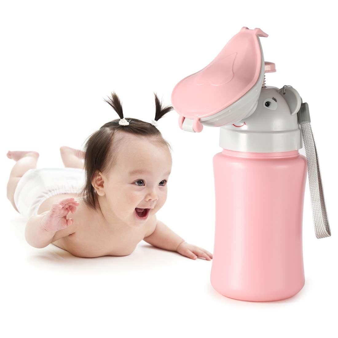 ONEDONE Travel Urinal Portable Potty Pee Cup for Kids Girls Urinal Emergency Toilet for Camping Car Travel and Kid Potty Pee Training Pee Bottle for Toddlers Kids Children Baby GirlsPink