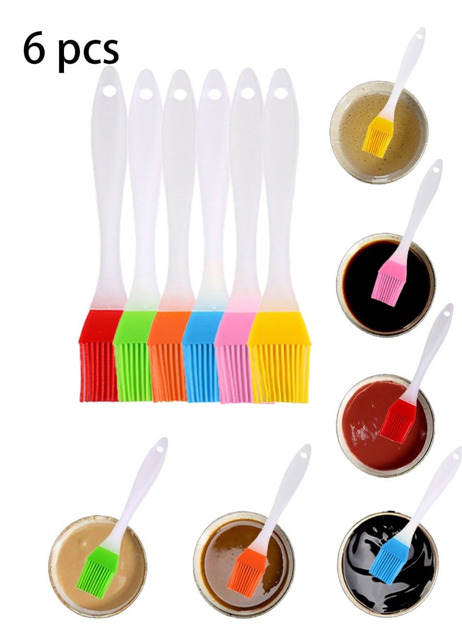 6-Piece Multi-functional Silicone BBQ Brush Set for Outdoor and Kitchen Use, Cooking Brush