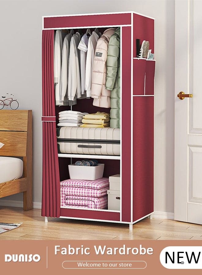 Foldable Fabric Wardrobe, Multi-Functional Dustproof Storage Cabinet,Dustproof Deisgn, Quick and Easy to Assemble ,Portable Closet Organizer with Non-woven Fabric For Bedroom, Dorm, Apartment