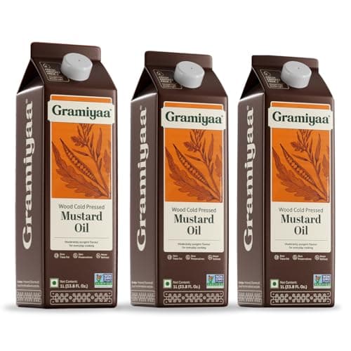 Gramiyaa Cold Pressed Mustard Oil 3 Litre | Chemical-free, Zero Trans-fat Cooking Oil | Unrefined Oil | Fresh Protect Pack | Kachi Ghani Sarso Oil for Cooking