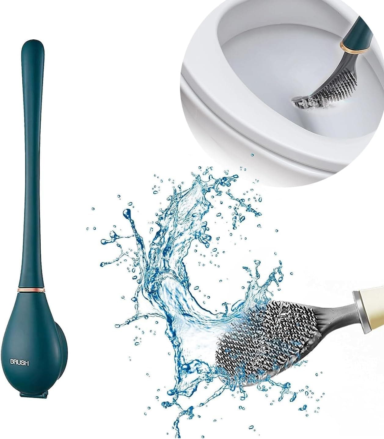 MENOVAS Silicone Cleaning Toilet Brush with Automatic WallMounted Toilet Brush with Long Handle Durable Plastic Body SpaceSaving Storage Pack of 1 Multi Color