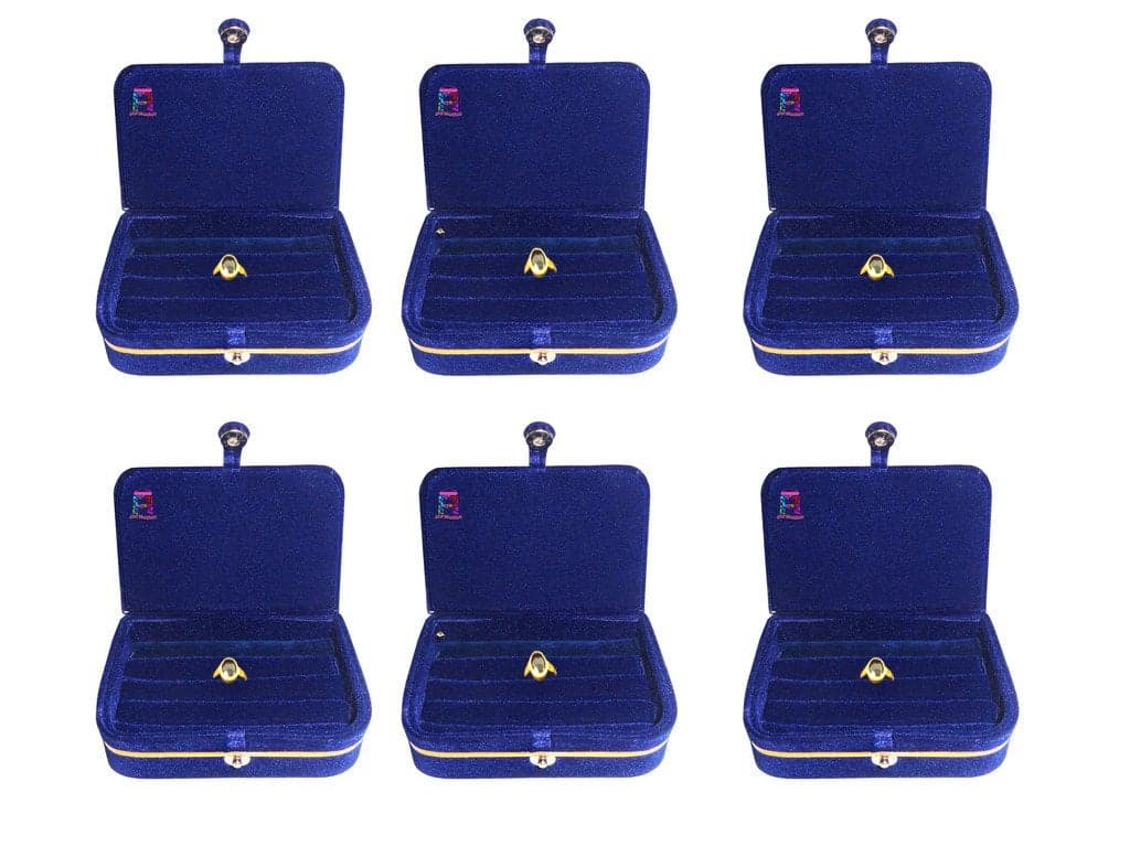 Atorakushon® Velvet Blue Make Up and Jewelry Organizer - Unisex Vanity Box for Rings, Earrings - Travelling Kit (Pack of 6)
