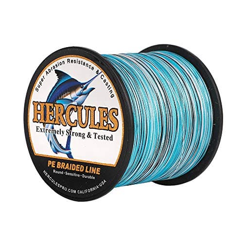 HERCULES Super Cast 500M 547 Yards Braided Fishing Line 60 LB Test for Saltwater Freshwater PE Braid Fish Lines Superline 8 Strands Blue Camo 60LB 272KG 040MM