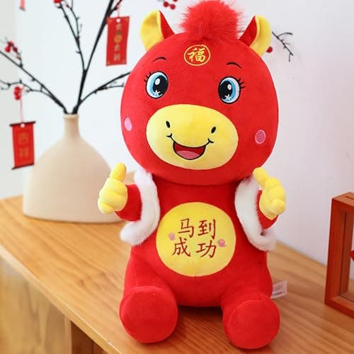 2026 Chinese New Year Plush Decoration Year of The Horse Hanging Ornaments Mascot Plush for Spring Festival Lunar New Year Zodiac Souvenir Party Gift Home Office Car Window Décor (Thumbs-Up Horse)