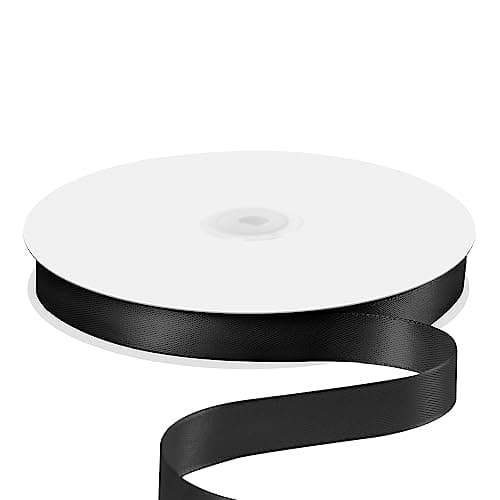 Quhora 58 x 100 Yards Satin Ribbon Black Silk Ribbon with Spool Ideal for Gift Wrapping Floral Bouquets Crafts Wedding Party Decorations Christmas and Sewing Projects