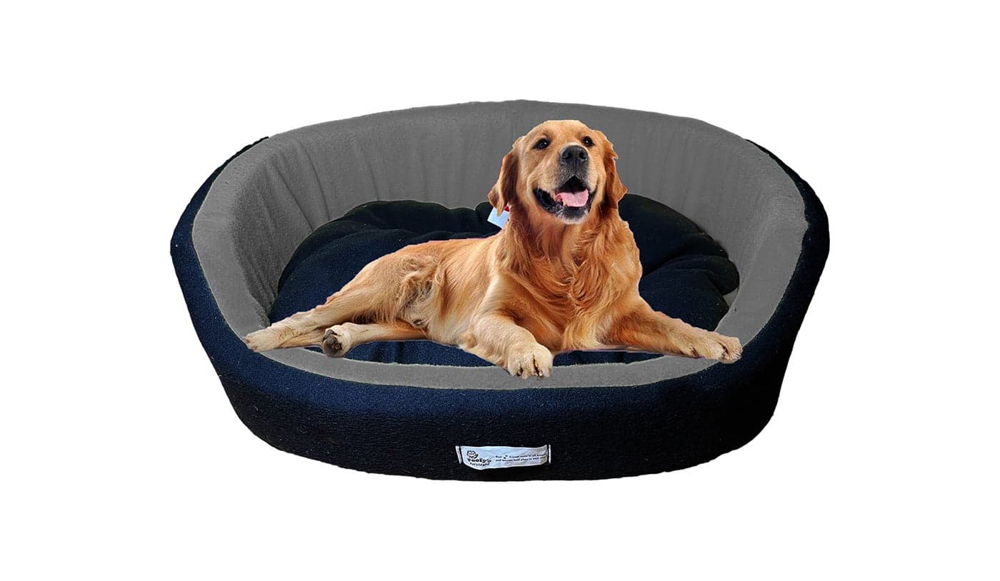 Furry Land Medium Size Dog Bed for Medium Size Dog and cat Oval Shape Dual Color Grey Black Ultra Soft Velvet Fabric Polyester Fill Pet Bed