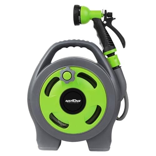 Neptune Simplify Farming Mini Garden Hose Reel Portable and Wall Mounted | 10M Heavy Duty Hose |Versatile 7-in-1 Spray Nozzle with Hose Connector | Ideal for Car Wash, Lawn Care & Household Watering