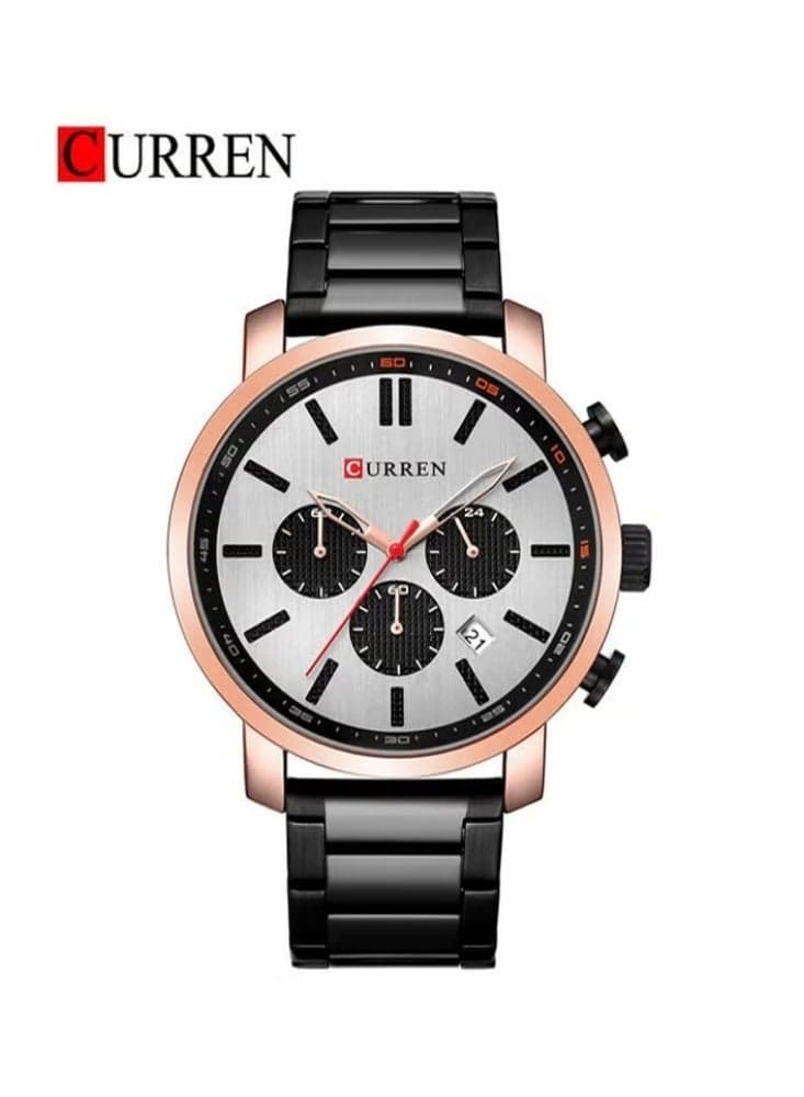 CURREN 8315 Black Stainless Steel Chronograph Watch For Men - RoseGold & Black