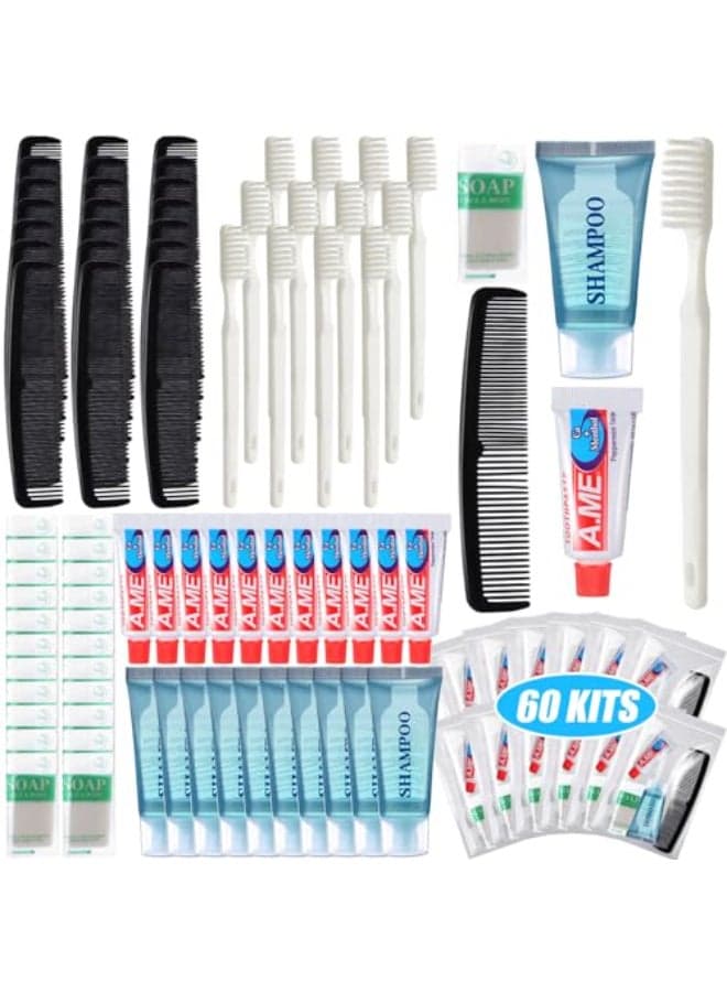 Ziliny 60 Pcs Basic Toiletry Set Homeless Hygiene Kits Homeless Care Package Supplies Travel Toiletry Bulk for Men Women Charity Reusable Supplies