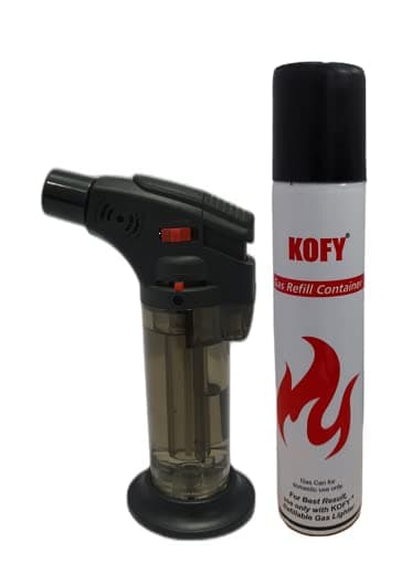 Kofy Jet Flame Lighter with 100 Ml Gas Can Combo (Black)