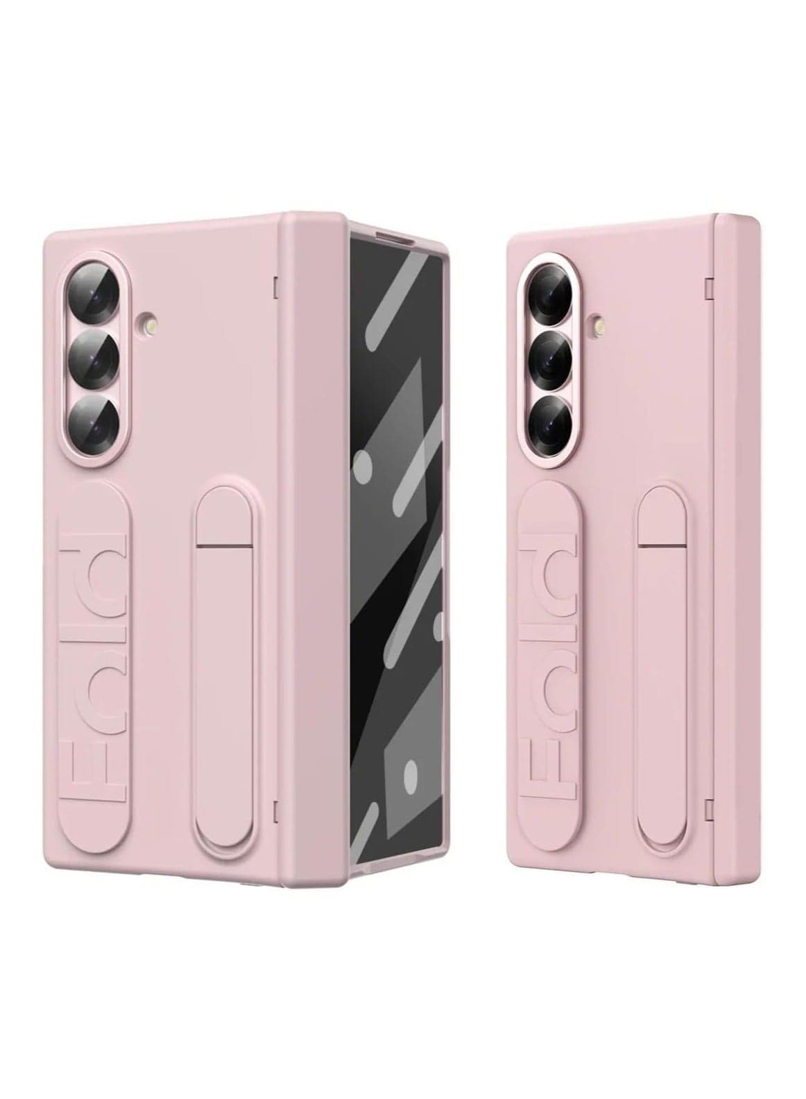 Compatible with Galaxy Z Fold 7 2025 cases, featuring a screen protector, adjustable stand, and wrist strap. Matte PC shock-resistant protective case with hinge protection, designed for the Z Fold 7.