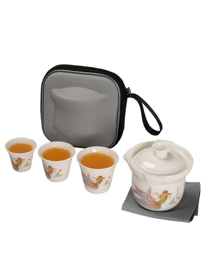 Travel Tea Set with Tea cups Reusable with Tea Infuser for Office Travel Home | Teapots | Dinnerware Serving Dishes | Kitchen, Dining Bar