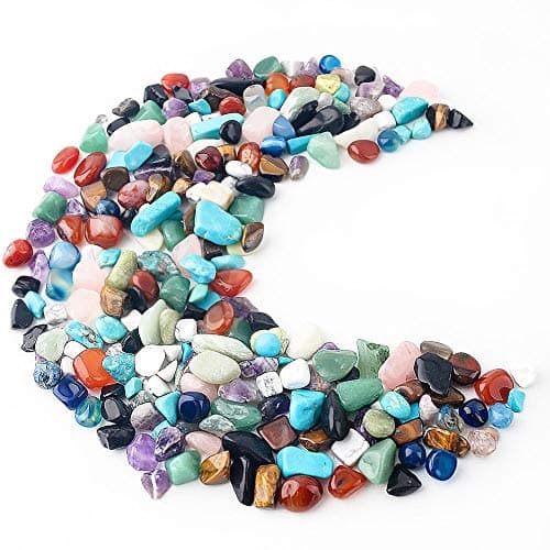 JOHOUSE Quartz Crystals, Crushed Chips Tumbled Polished Stone Beads Irregular Shaped Succulent Rocks for Plants Indoor Betta Fish Tank Gravel Vase Filler Crafts About 1lb(450g),10 Different Kinds