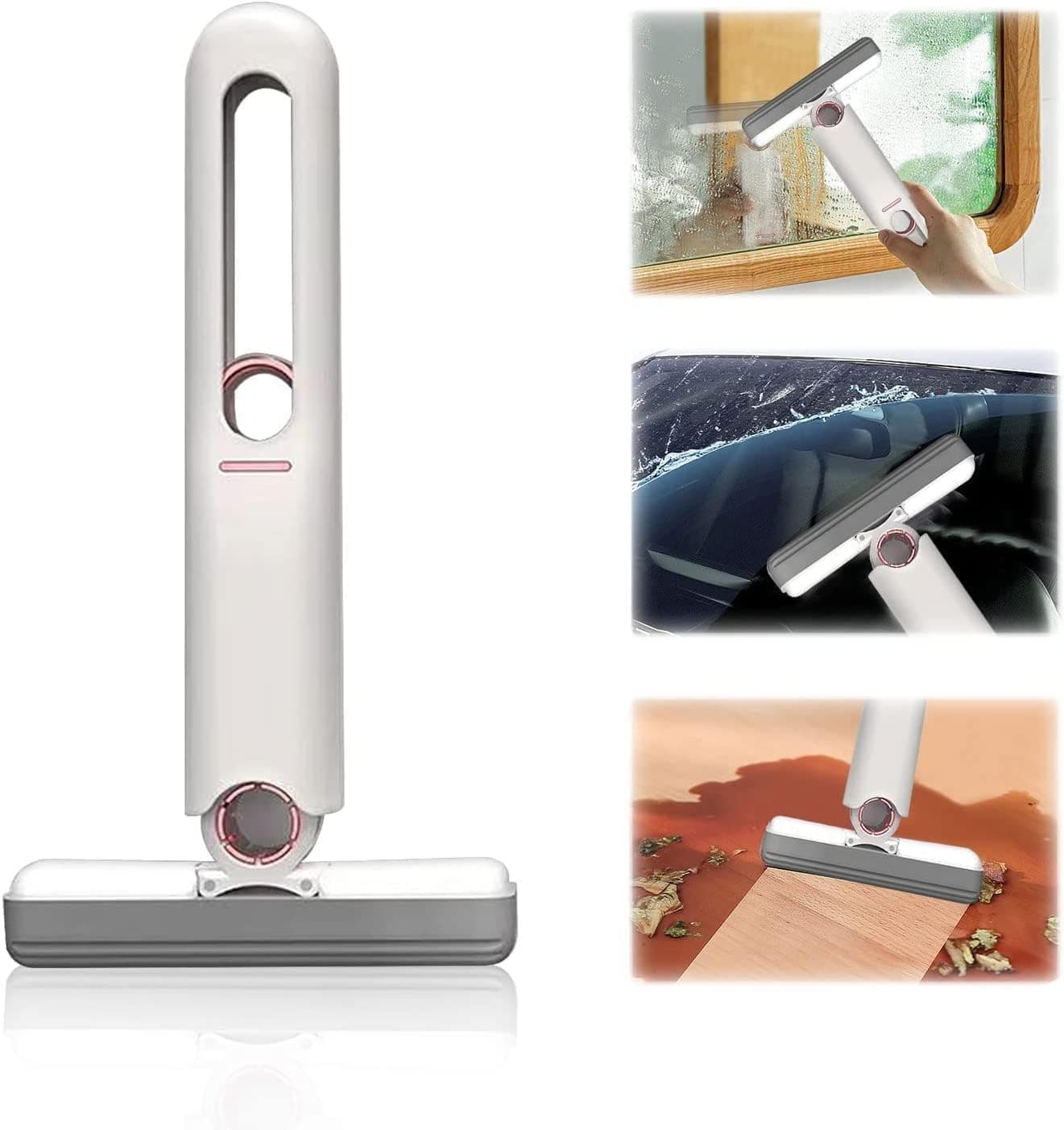 ZOQWEID Window Cleaning Tool Wiper Window Cleaner with Bendable Head for Indoor Outdoor High Windows Cleaning (White)
