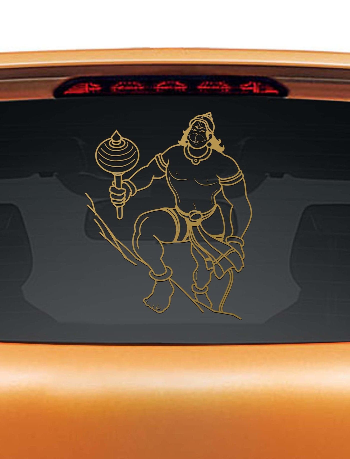 WallDesign Vinyl Hanumanji Car Sticker, 10 x 0.1 x 12 Inches, Gold-Self-Adhesive