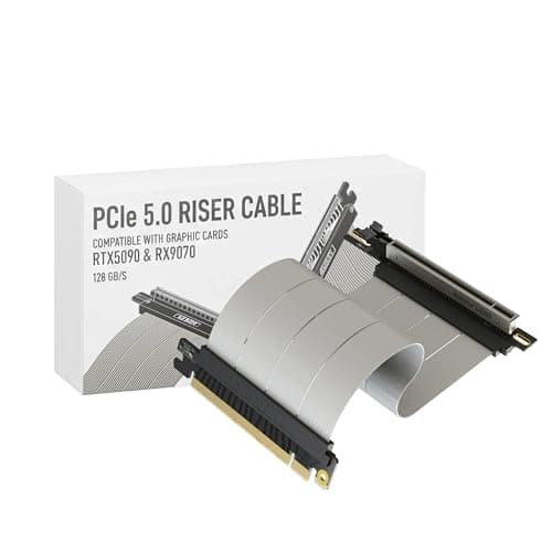 LINKUP PCIE 5.0 Riser Cable | for Vertical GPU Mount | Right Angle | Graphics Card GPU Ready | Usable with PCIe 4.0 & RX9070/ RTX5090 | 20cm (Total Length: 24cm)