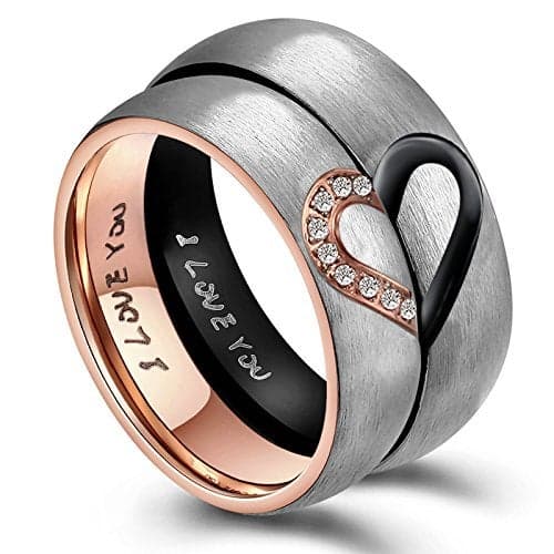 ANAZOZ His & Men and Women's Stainless Steel for Real Love Heart Promise Ring Wedding EngageMen and Woment Bands 6MM US Size 9