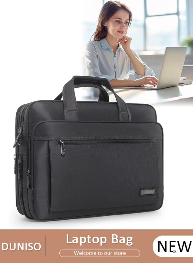Laptop Bag Case 15.6 Inch Computer Carrying Briefcase Compatible, Shoulder Straps and Handle Briefcase Messenger Case, Waterproof Lightweight Computer Shoulder Bag Expandable Large Capacity Protective Sleeve for Laptop, Suitable for Business Travel