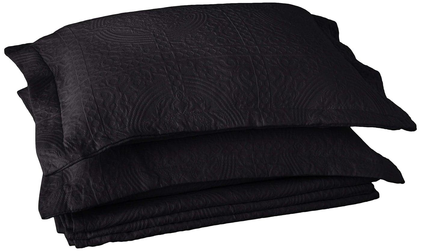 Superior Cotton Fleur De Lis Bedspread Set Warm Blankets AllSeason Bedding Bedroom Decor Decorative Boho Medallion Coverlet Includes 1 Bedspread 2 Pillow Shams Queen Black
