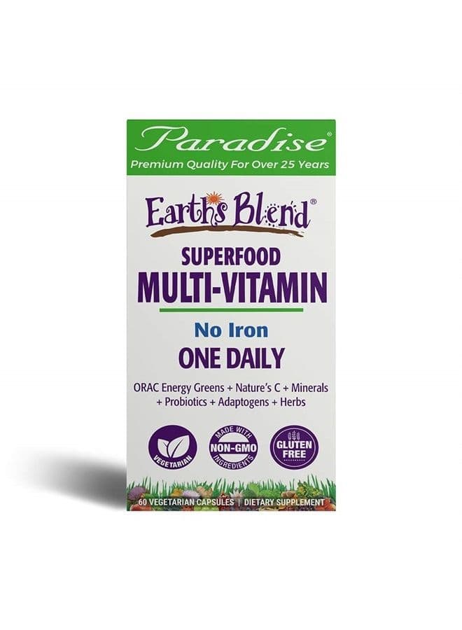 Earth's Blend, ORAC Energy Greens, Multivitamin, Contains No Iron, Contains Vitamins A,B,C,D,K2, 60 Vegetarian Capsules