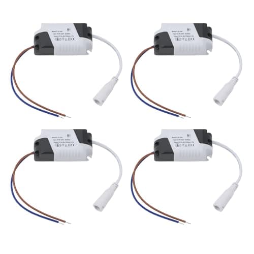 Micro Traders 4Pcs LED Driver 8-24W Power Supply 24-86V 280mA DC Jack Type A Black for Floodlight Ceiling Light Street Light 75x34x20mm