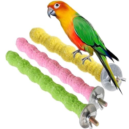 kathson 3PCS Bird Perch Parrot Stand Cage Accessories Natural Wooden Stick Paw Grinding Roughsurfaced Chew Toy for Cockatiels Cockatoo Lorikeet Conure Parakeet Random Color787inch