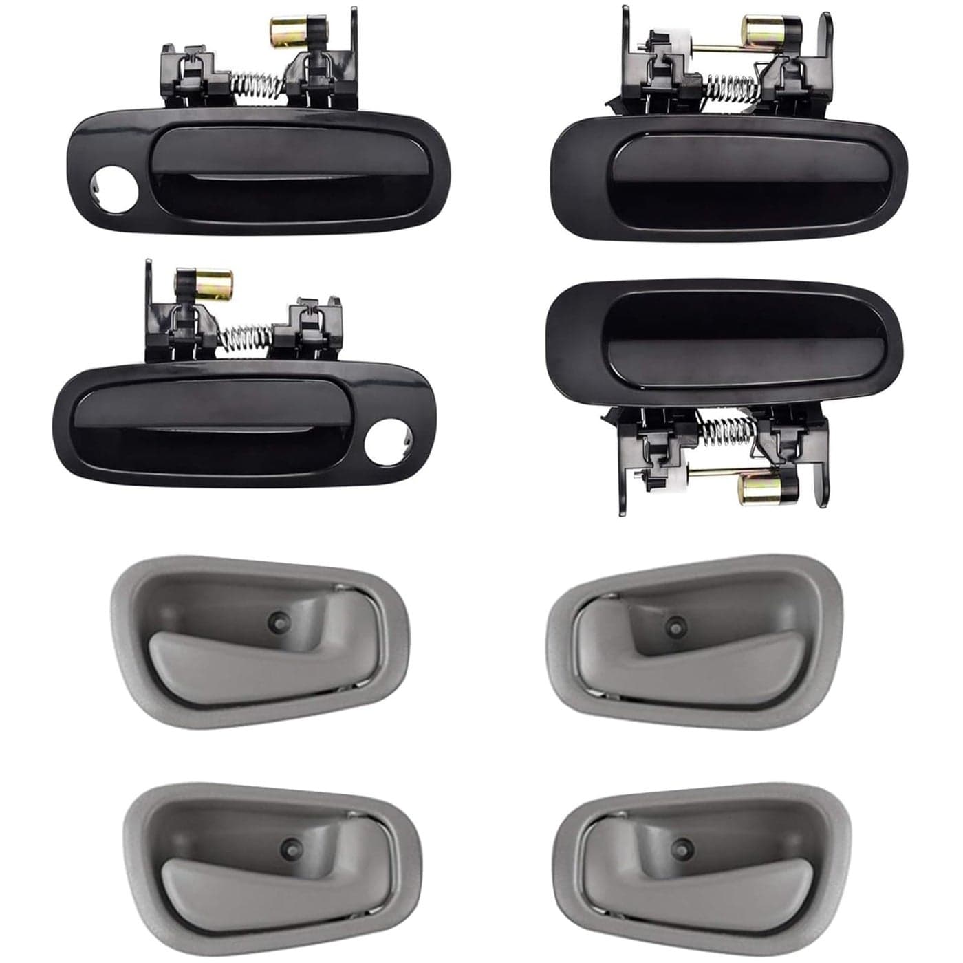 HHCSOP 8PCS Exterior Interior Front Rear Door Handles Set Left Driver Right Passenger Side Fit for 1998 1999 2000 2001 2002 Toyota Corolla Chevy Prizm Black Gray