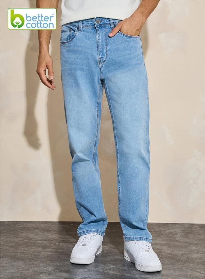 Cotton Stretch 5-Pocket Relaxed Fit Jeans
