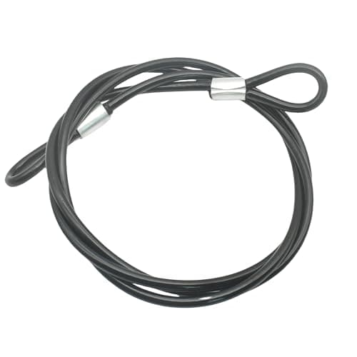 Bytiyar 5FT 6mm Stainless Security Cables Tether,Braided Steel Vinyl Coated Safety Strap Luggage Lock,Flexible Wire Lead Chain Leash with Double Loops,Black