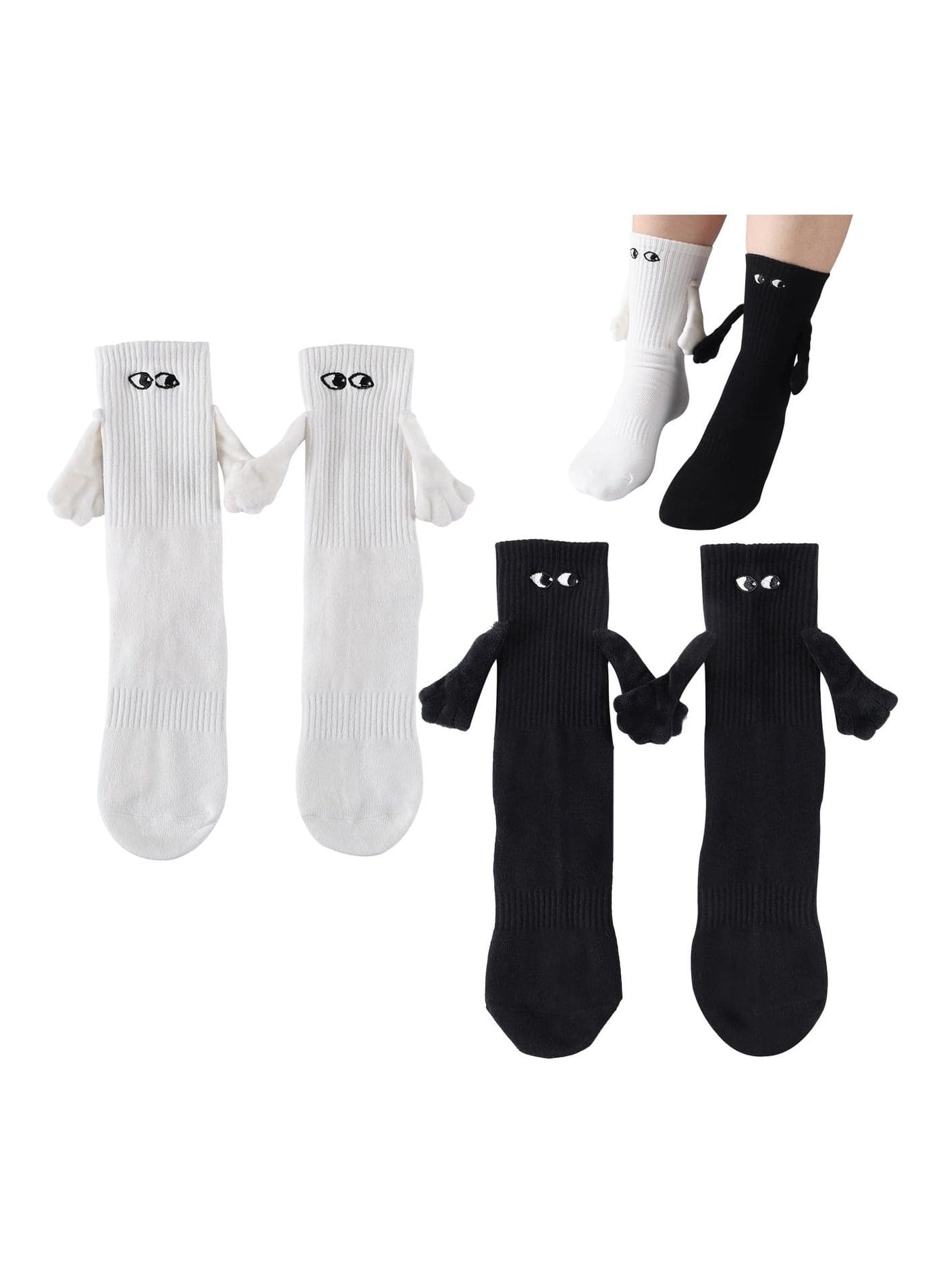 Holding Hands Socks, Magnetic Socks, Couple Hand in Hand Socks, Mid-Tube Socks, Unisex Mid Tube Funny Hand In Hand Socks, Matching Couple Socks, Funny Gift, Couple Magnetic Hand Socks (2 Pairs)