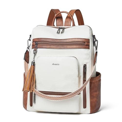 Shrrie Vegan Leather Laptop Backpack for Women 15.6 inch Work Backpack Fashion Travel Backpack Purse for Business College