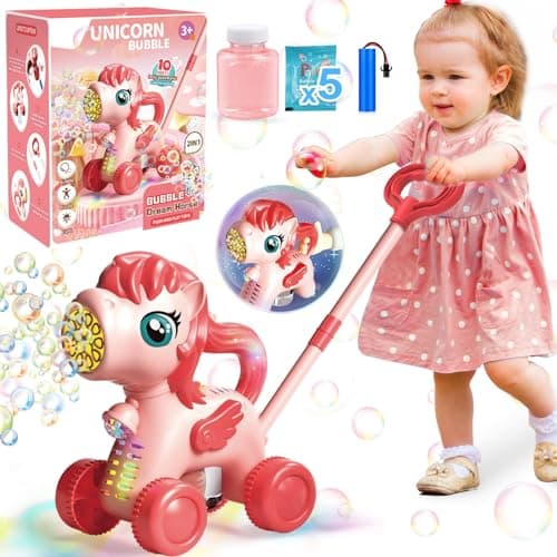 Chridark Bubble Lawn Mower for Kids Toys Age 3 4 5 Year Old Unicorn Bubble Machine for Toddlers 13 Backyard Travel Party Outdoor Toddler Toys Birthday Gifts for Toddler Girls
