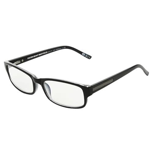 Foster Grant James Multifocus Rectangular Reading Glasses, Black/Transparent, 53 mm + 1.75