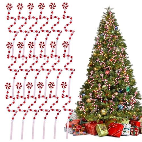 FOIMAS 18pcs Christmas Tree Candy Curly Picks Peppermint Candy Cane Tree Picks Ornament for Christmas Tree Wreath Vase Filler Home Decoration118 inches