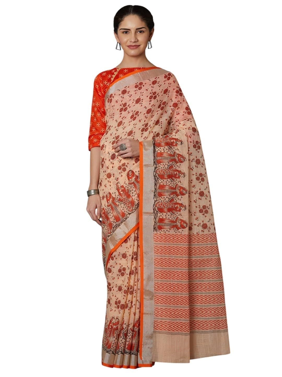 LACOSSI Pure Fancy Kanjivaram Jacquard Silk Saree Banarasi Jacquard Silk Saree Rich Pallu Design Woven Jacquard Trendy Special Occassion Wear With Unstitched Blouse Piece (Apple-2899)