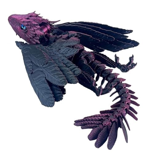 SGYYSG Feathered Wyvern Dragon3D Printed Dragon Articulated Dragon with Wings 3D Printed Toys Desktop Pet Perfect for Fantasy Enthusiasts Black Rose Red