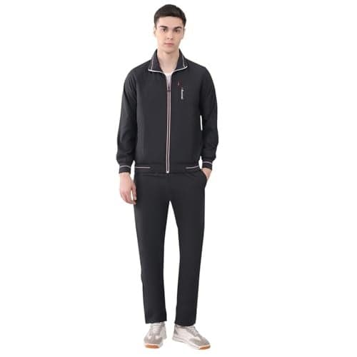 Monte Carlo Men’s Regular Fit Round Neck Full Sleeve Printed Winter Tracksuit | Stylish Printed Pattern | Cozy Warm Fabric | Stylish Winter Sportswear for Men Black M (Pack Of 1)
